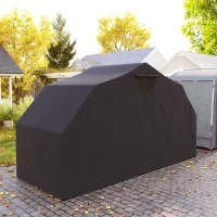 Riparo per moto esterno in tessuto Oxford, con 2 finestre, 345 x 135 x 191 cm, Nero - Image 4
