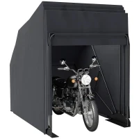 Riparo per moto esterno in tessuto Oxford, con 2 finestre, 345 x 135 x 191 cm, Nero - Image 6
