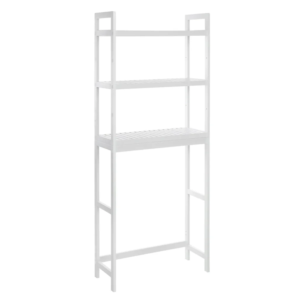 Ripiano per WC sopra il WC, scaffale in bambù, organizer da bagno a 3 livelli, con ripiani regolabili, portata 15 kg/livello, facile montaggio, bianco 12_0003495