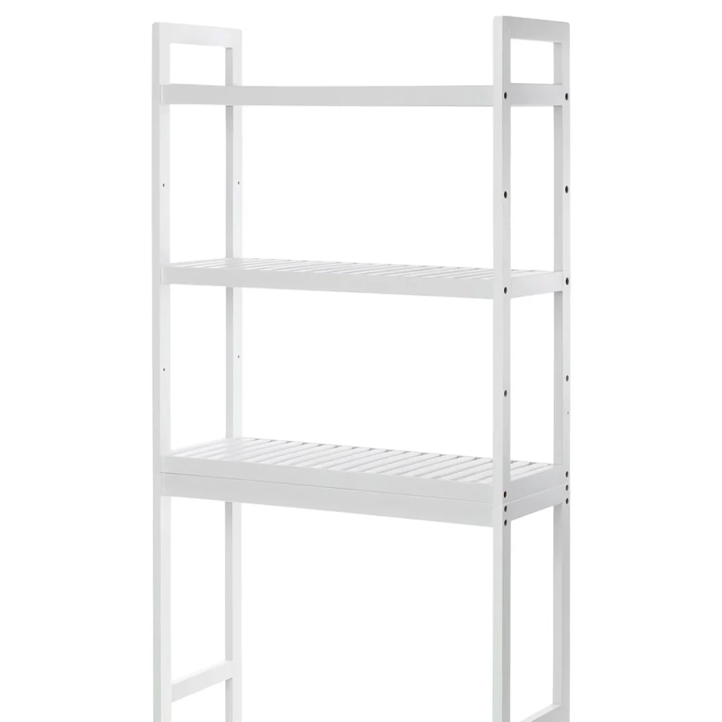 Ripiano per WC sopra il WC, scaffale in bambù, organizer da bagno a 3 livelli, con ripiani regolabili, portata 15 kg/livello, facile montaggio, bianco 12_0003495 - Image 2