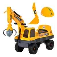 Ruspa Giocattolo 2 in 1 con Escavatore e Mordente, Vano Nascosto, Gioco Cavalcabile Bambini 2-3 Anni, 90x28x58cm, Giallo - Image 10