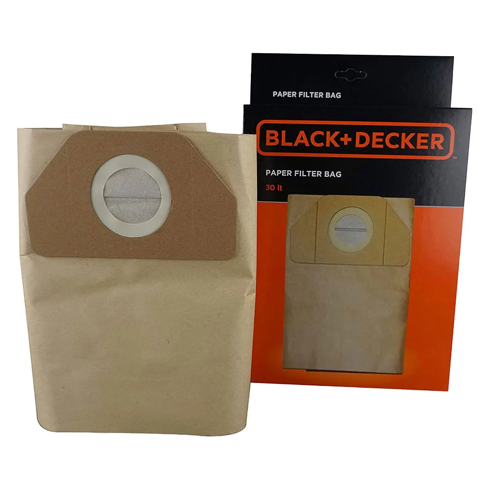 SACCHETTI RACCOGLIPOLVERE IN CARTA per bidone aspiratutto lt. 30  - BLACK DECKER