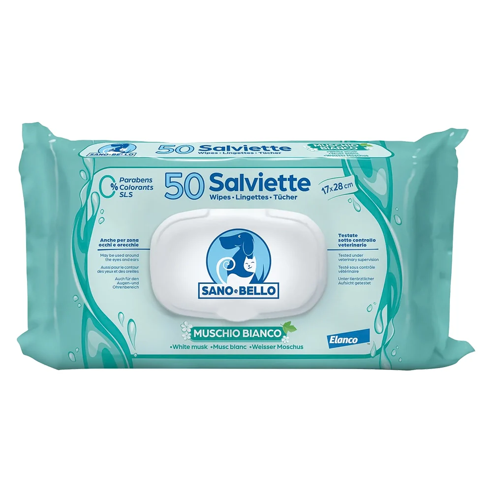 SALVETTE DETERGENTI 'SANO E BELLO' profumazione al muschio bianco  - SANO E BELLO