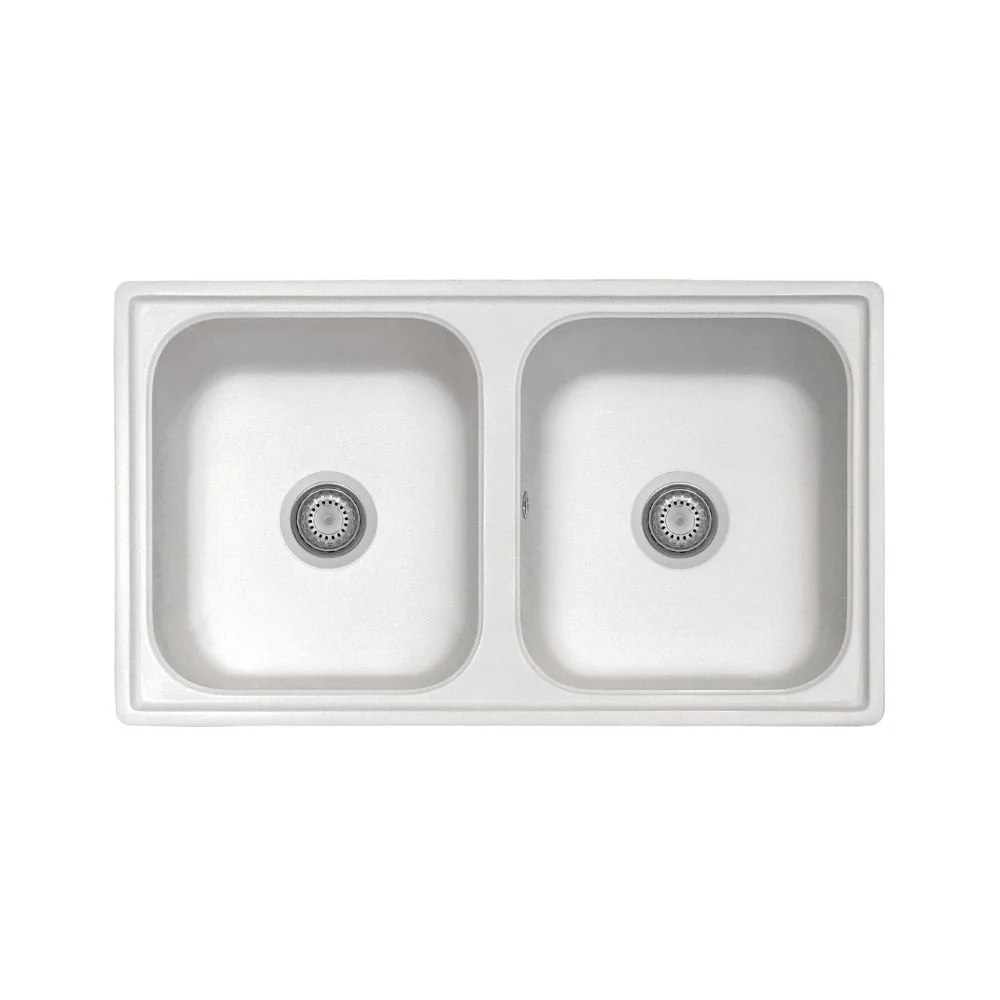 Samet Lavello 86x50 Granitovero862vbip 2 vasche bianco