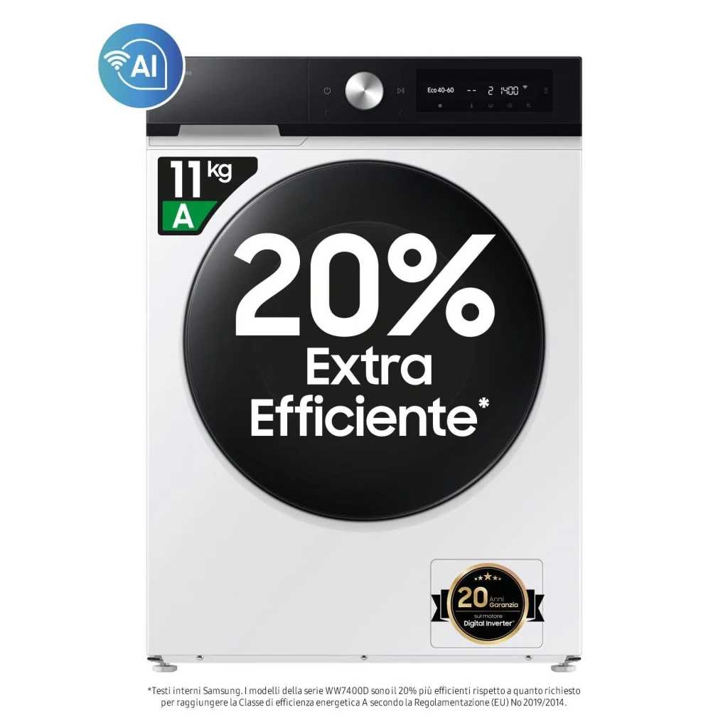 Samsung WW11DB7B94GEU3 Lavatrice 11Kg AI Ecodosatore Classe Energetica A Bianca - Image 7