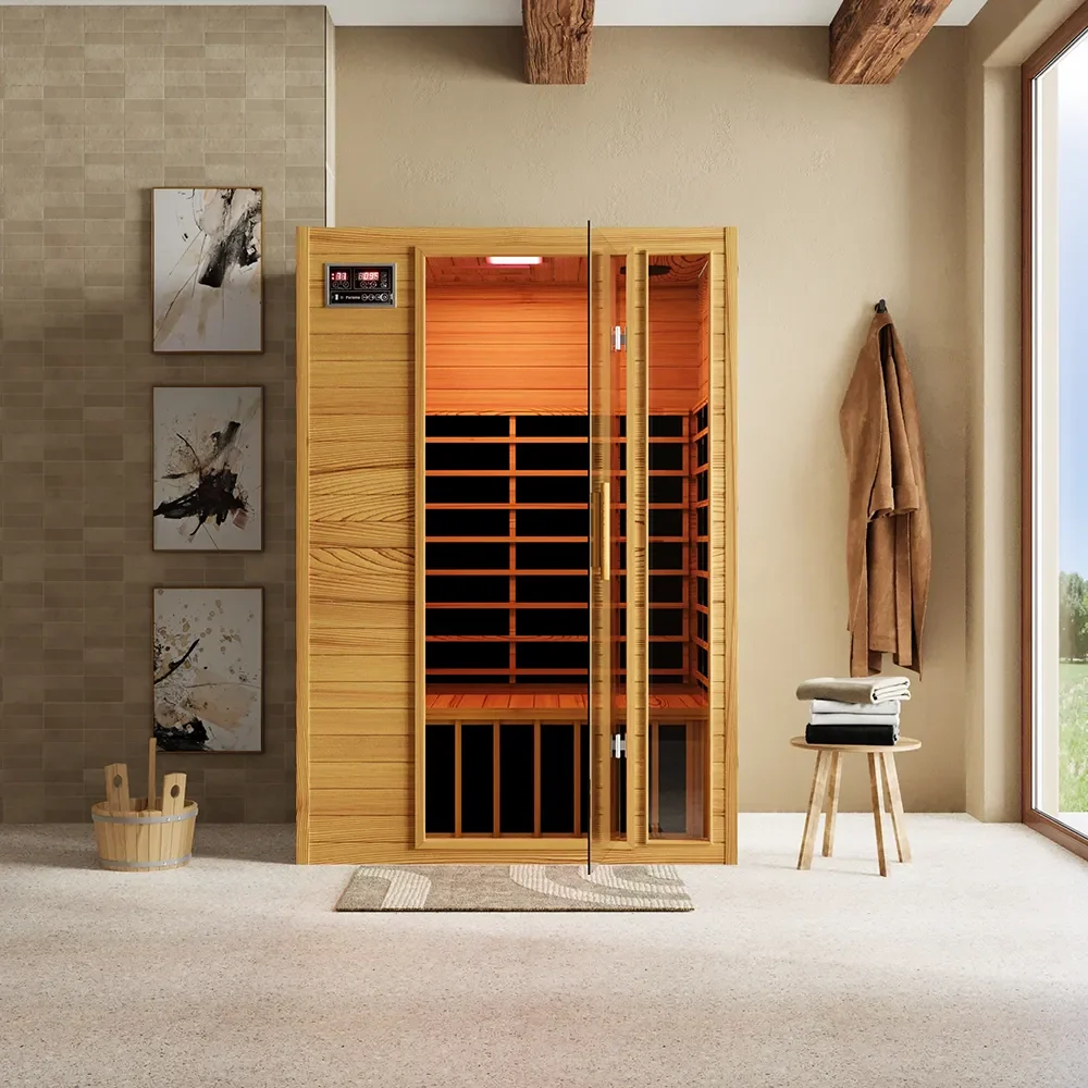 Sauna ad infrarossi 97x120 cm H188 in legno Hemlock con radio integrata | Oulu - Image 2