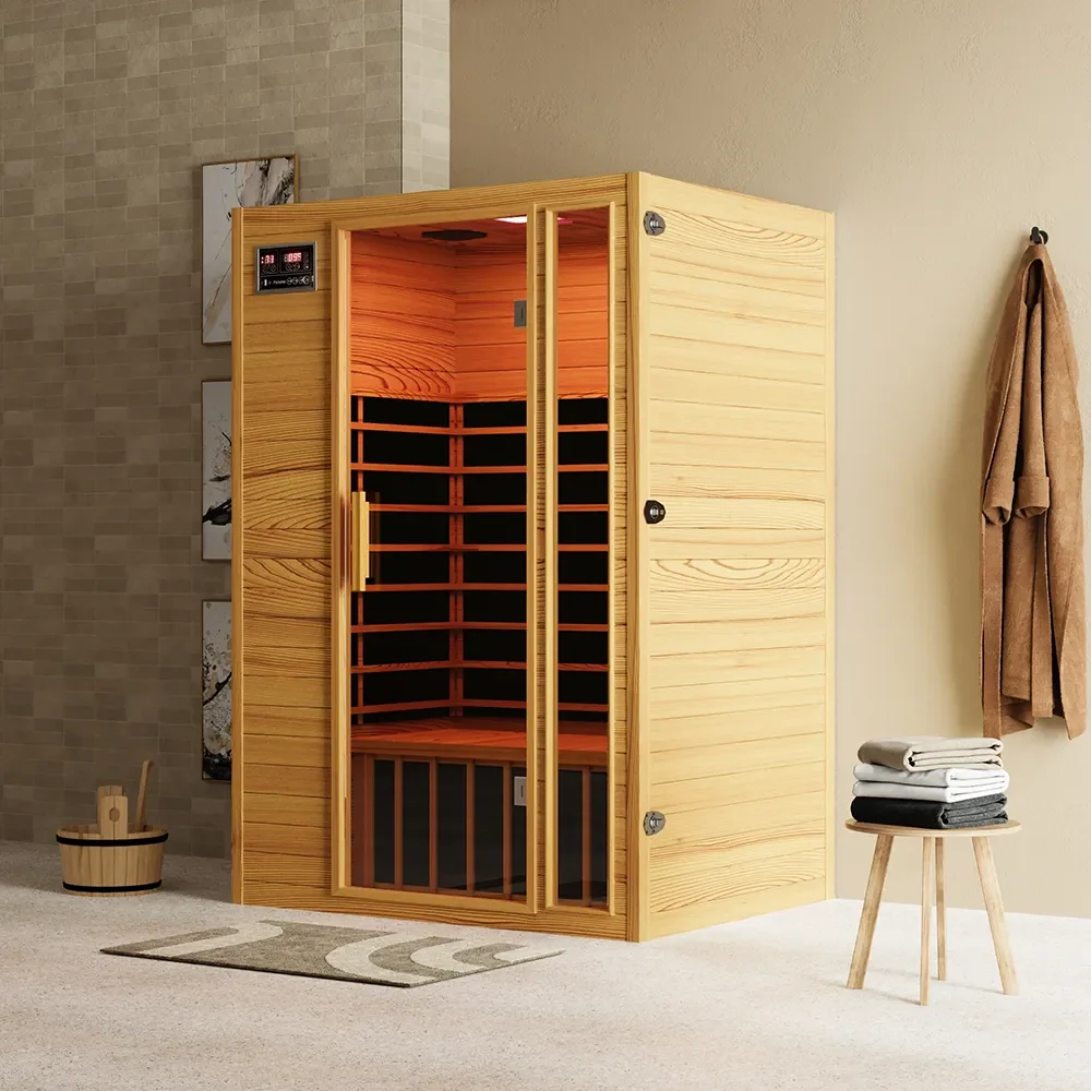 Sauna ad infrarossi 97x120 cm H188 in legno Hemlock con radio integrata | Oulu - Image 3
