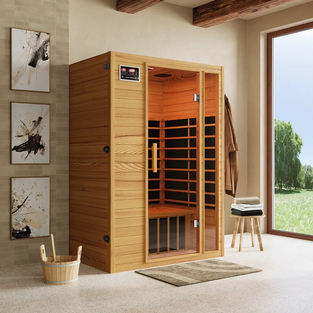Sauna ad infrarossi 97x120 cm H188 in legno Hemlock con radio integrata | Oulu - Image 4