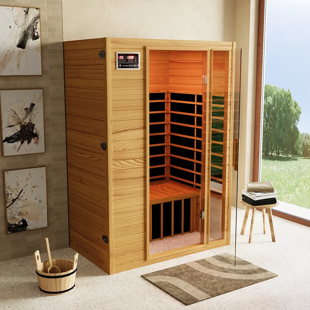 Sauna ad infrarossi 97x120 cm H188 in legno Hemlock con radio integrata | Oulu - Image 5