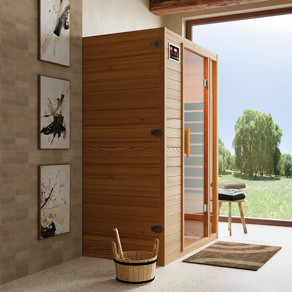 Sauna ad infrarossi 97x120 cm H188 in legno Hemlock con radio integrata | Oulu - Image 6