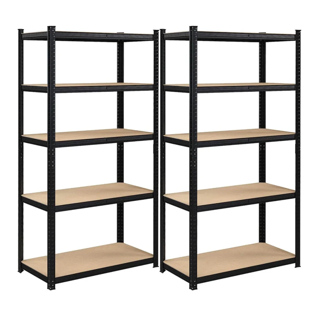 Scaffalatura metallica per carichi pesanti 200 x 100 x 50 cm 5 ripiani portata totale 875 kg (175 kg/ripiano) ripiani regolabili per garage/cantina nero 12_0005591