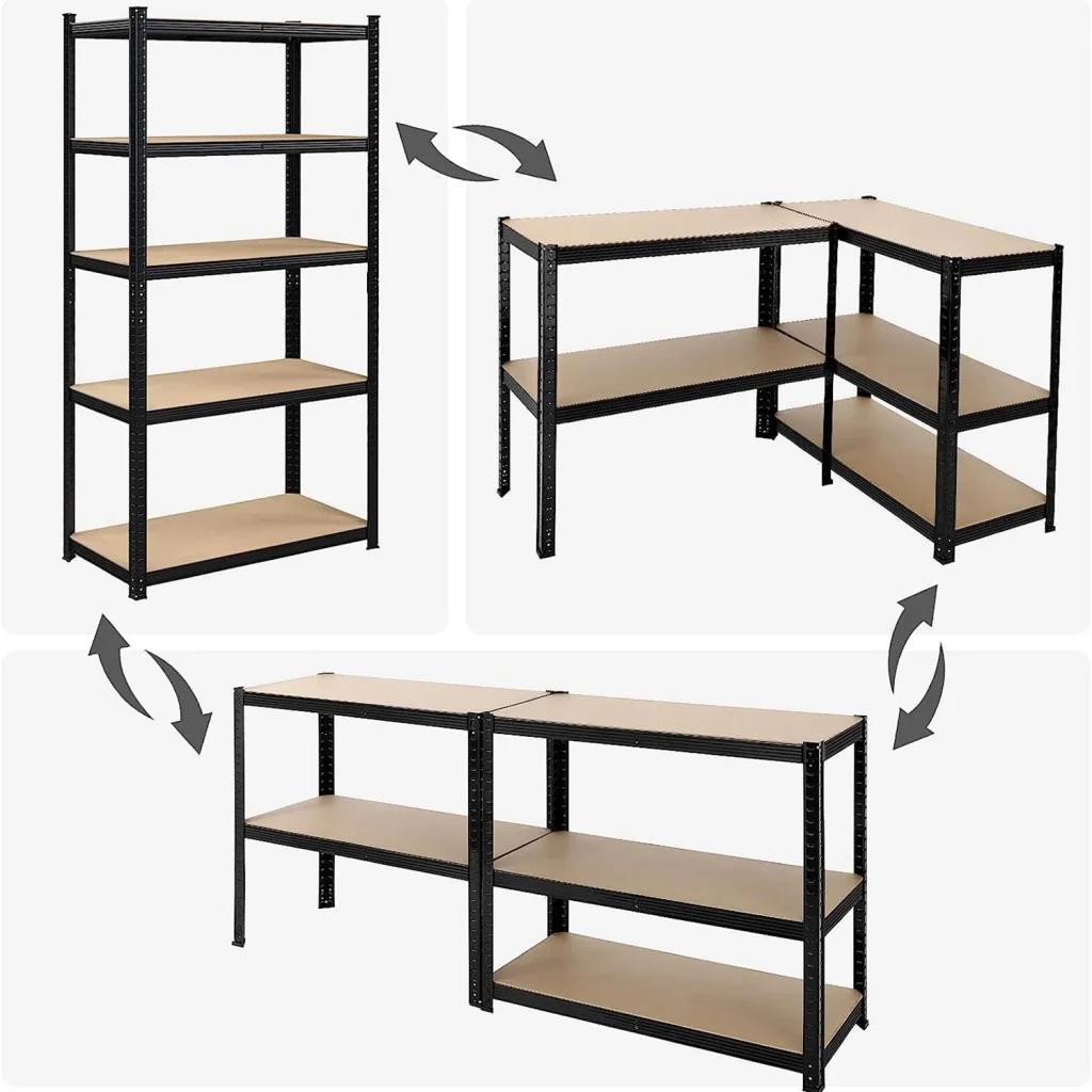 Scaffalatura metallica per carichi pesanti 200 x 100 x 50 cm 5 ripiani portata totale 875 kg (175 kg/ripiano) ripiani regolabili per garage/cantina nero 12_0005591 - Image 3