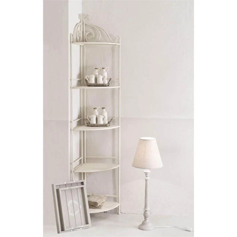 SCAFFALE ARIANNE CON 5 PIANI AD ANGOLI BIANCO ANTICO 50 X 35 X H175 CM - Image 4