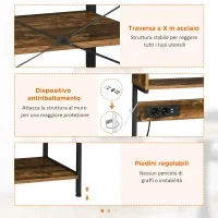 Scaffale Cucina con Multipresa, Ripiani e Ganci Stile Industriale, 60x42x153cm, Marrone - Image 7