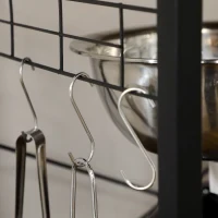 Scaffale Cucina con Multipresa, Ripiani e Ganci Stile Industriale, 60x42x153cm, Marrone - Image 9