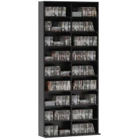 Scaffale Porta CD con 14 Ripiani Regolabili, Capacità di 640 CD/360 DVD, 78.5x24x175 cm, Nero