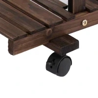 Scaffale Portafiori a 4 Livelli, Fioriera da Esterno e Interno in Legno con 4 Ruote, 123.5 x 33 x 80cm - Image 8
