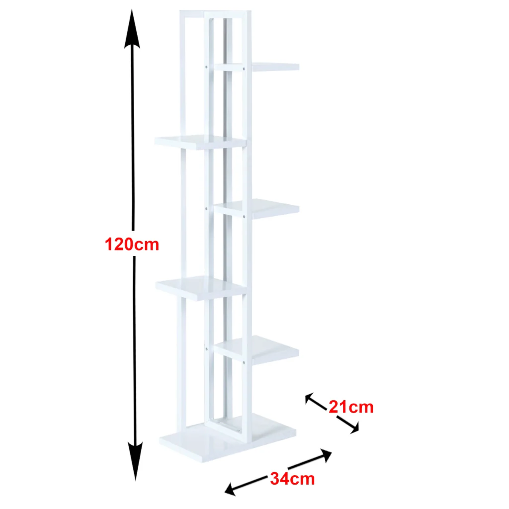 Scaffale Portapiante 'Tohmajärvi' Mobile a Terra con Ripiani Portaoggetti - Bianco [en.casa] - Image 3