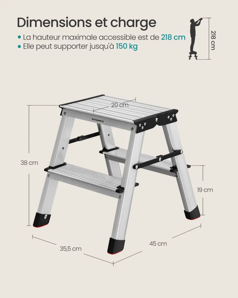 Scala domestica pieghevole sgabello a 3 gradini in alluminio antiscivolo portata 150 kg conforme alla norma 12_0005326 - Image 3