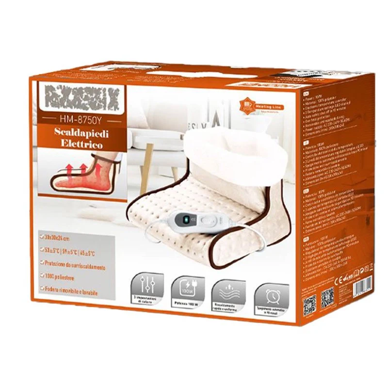 Scaldapiede Elettrico 100W in Maglia Riscalda Piede Elettrico 3 Livelli Intensità Termoforo Relax per Piedi Soffice Rivestimento Interno - Image 2