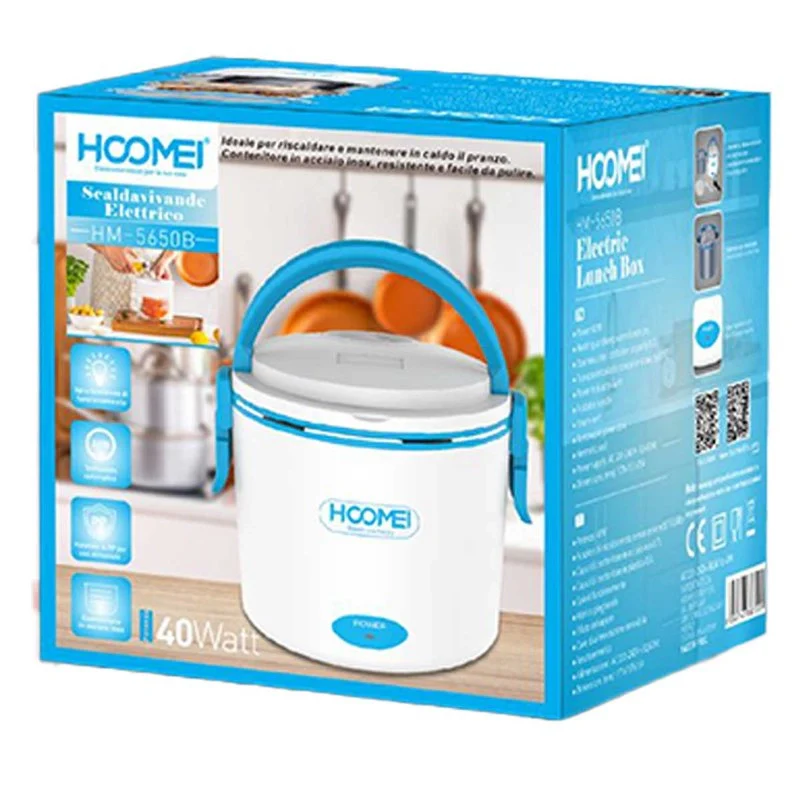 Scaldavivande Elettrico 40W Riscalda Porta Pranzo Lunchbox con 2 Contenitori Plastica 0.5L e Alluminio 0.7L Cavo Staccabile Blu - Image 3