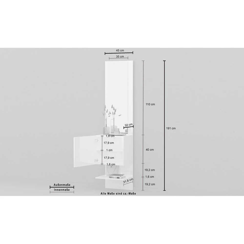 Mobile ingresso con Scarpiera e specchio 45x35x191cm - PHOENIX - Image 4