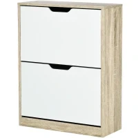 Scarpiera Salvaspazio Slim a 2 Cassetti per 8 Paia di Scarpe 62.5x26x81 cm, Legno e Bianco - Image 10