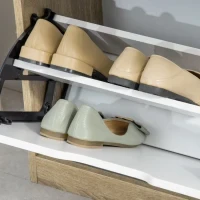 Scarpiera Salvaspazio Slim a 2 Cassetti per 8 Paia di Scarpe 62.5x26x81 cm, Legno e Bianco - Image 9