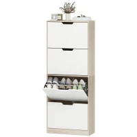 Scarpiera Salvaspazio Slim a 4 Cassetti per 20 Paia di Scarpe 62.5x26x156 cm, color Legno e Bianco - Image 10