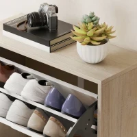 Scarpiera Salvaspazio Slim a 4 Cassetti per 20 Paia di Scarpe 62.5x26x156 cm, color Legno e Bianco - Image 9