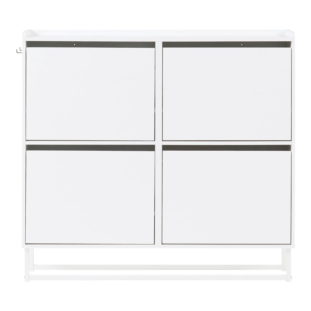 Scarpiera Ylitornio a 4 Contenitori Ribaltabili con Piedini a Cornice - Bianco [en.casa] - Image 6