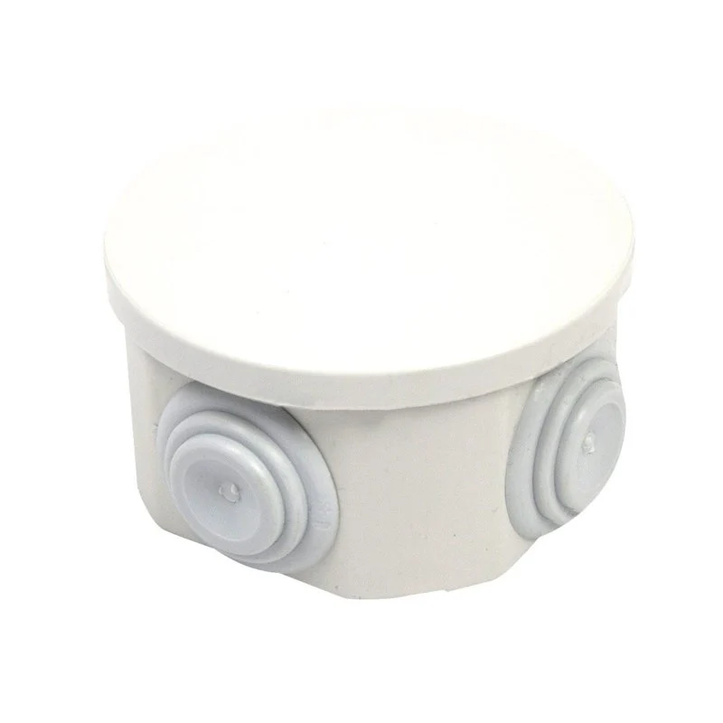 Scatola Di Derivazione Da Parete Stagna IP44 Con 4 Uscite Passacavi Tonda D80X40mm Coperchio A Pressione