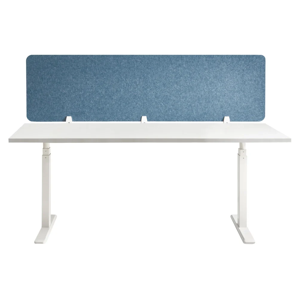 Scherzo da scrivania in PET con rivestimento in tessuto 180 x 50 cm blu Schermo acustico Morsetti di montaggio modulari Casa Ufficio - Image 2