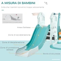 Scivolo 3 in 1 per Bambini con Altalena Regolabile, Canestro e Palle per Cameretta e Giardino, 149x186x98cm, Blu e Arancione - Image 5