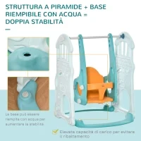 Scivolo 3 in 1 per Bambini con Altalena Regolabile, Canestro e Palle per Cameretta e Giardino, 149x186x98cm, Blu e Arancione - Image 7