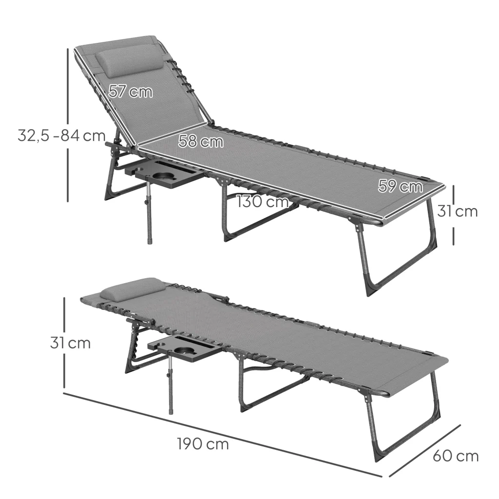 Scontrosi pieghevole e confortevoli con cuscino schienale regolabile a 5 posizioni carico 120kg - Image 3