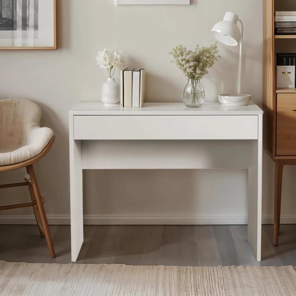 SCRIVANIA CON CASSETTO LINEA 'ESPRESSO' cm. 100 x 40,5 x h.81,4 - laccato bianco  - COMPOSAD - Image 2