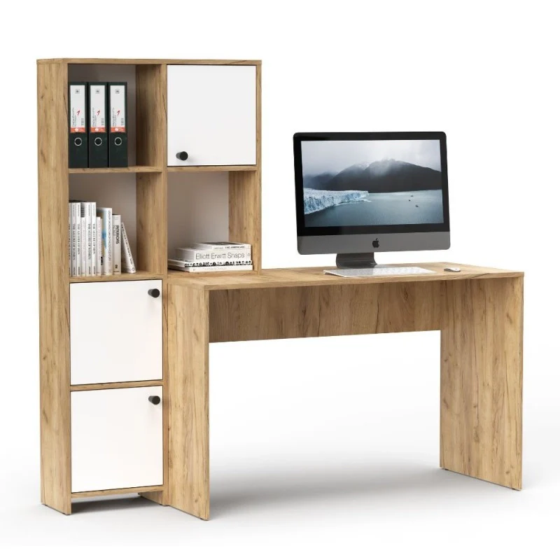 Scrivania con libreria Halk colore rovere e bianco - Image 3