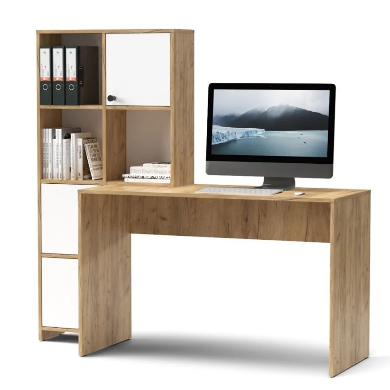 Scrivania con libreria Halk colore rovere e bianco - Image 4