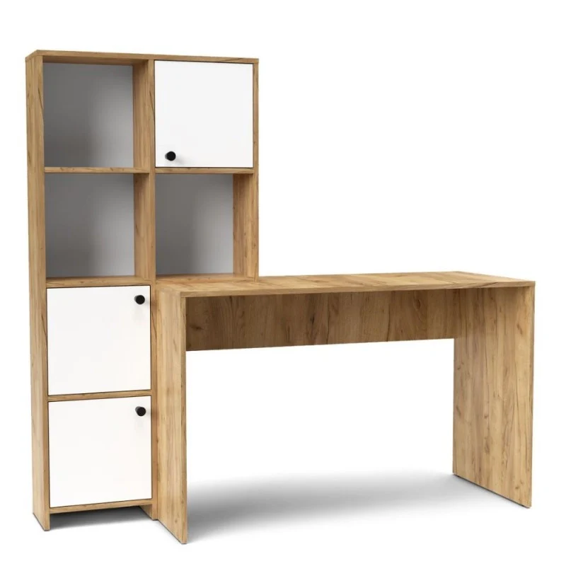 Scrivania con libreria Halk colore rovere e bianco - Image 5