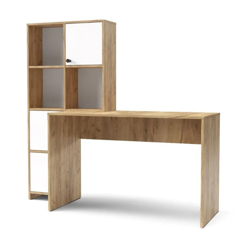 Scrivania con libreria Halk colore rovere e bianco - Image 6