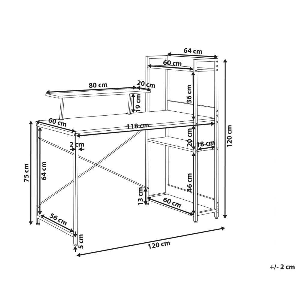 Scrivania da gioco LED Piano in MDF nero Struttura con gambe in ferro verniciata a polvere 5 ripiani Supporto per monitor Moderno - Image 4