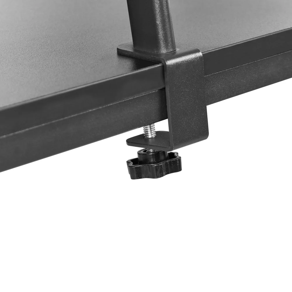 Scrivania da gioco LED Piano in MDF nero Struttura con gambe in ferro verniciata a polvere 5 ripiani Supporto per monitor Moderno - Image 7