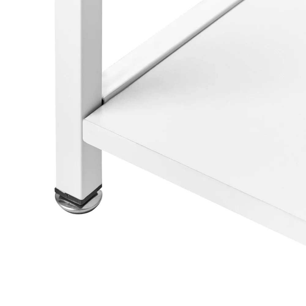 Scrivania da gioco Piano in MDF bianco Gambe e struttura in ferro verniciato a polvere LED 3 ripiani Scrivania moderna - Image 5