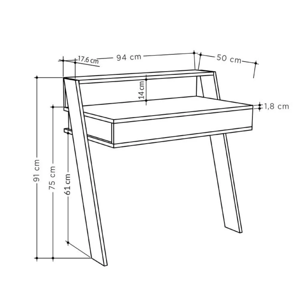 Scrivania da parete cashmere con cassetto Cowork 94 cm. - Image 6