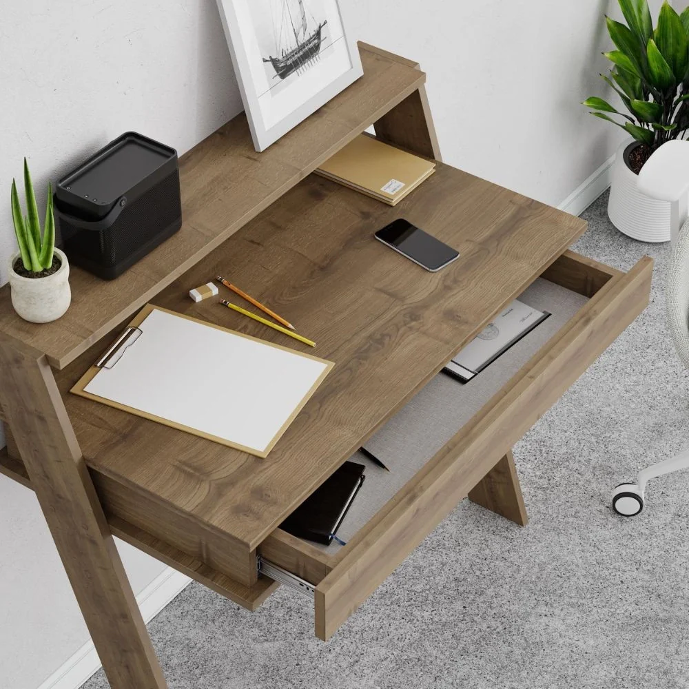 Scrivania da parete hitit noce con cassetto Cowork 94 cm. - Image 3