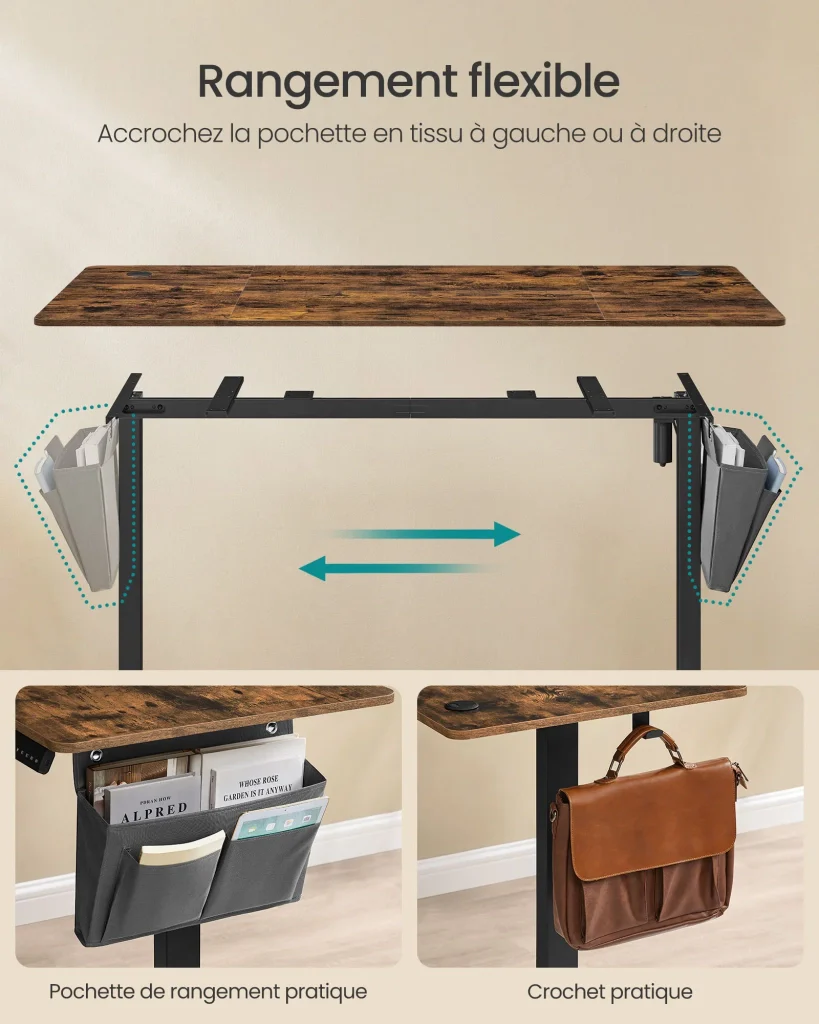 Scrivania elettrica regolabile in altezza 60 x 120 x (72-120) cm 4 posizioni di memoria dell'altezza custodia per scrivania 12_0004582 - Image 2