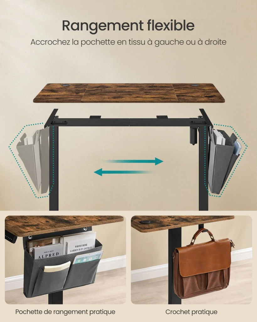 Scrivania elettrica regolabile in altezza 60 x 120 x (72-120) cm 4 posizioni di memoria custodia portaoggetti marrone 12_0004577 - Image 3