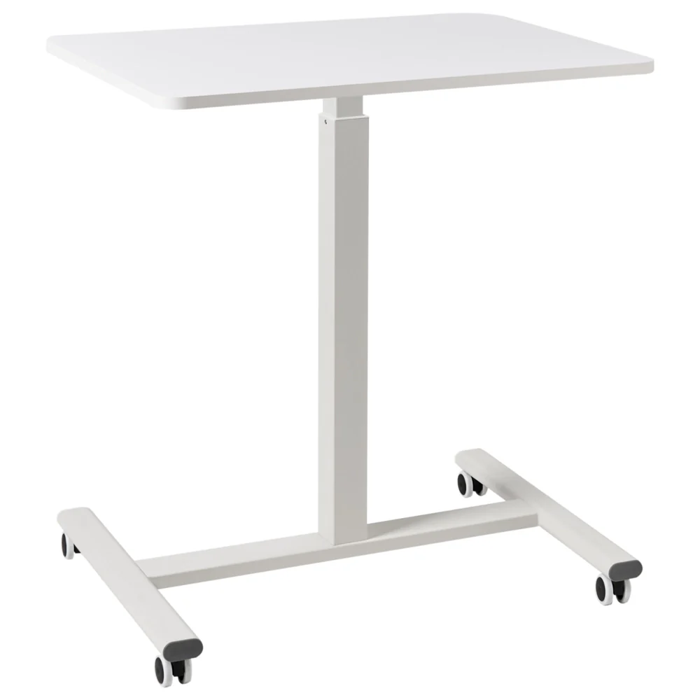 Scrivania mobile regolabile manualmente per laptop ufficio moderno 65 x 48 cm Struttura in acciaio Bianco - Image 4