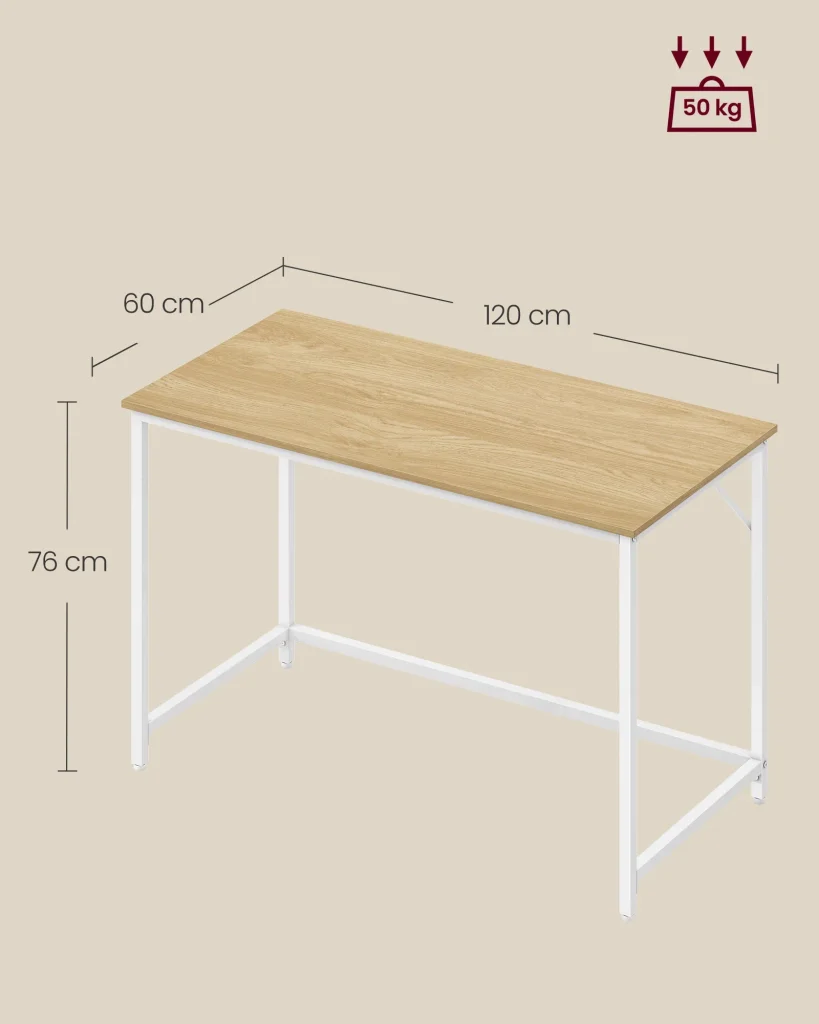Scrivania/postazione di lavoro 120 x 60 x 75 cm per ufficio soggiorno camera da letto montaggio semplice metallo stile industriale marrone 12_0004670 - Image 4